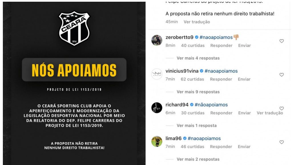 Print post do Ceará e atletas alvinegros