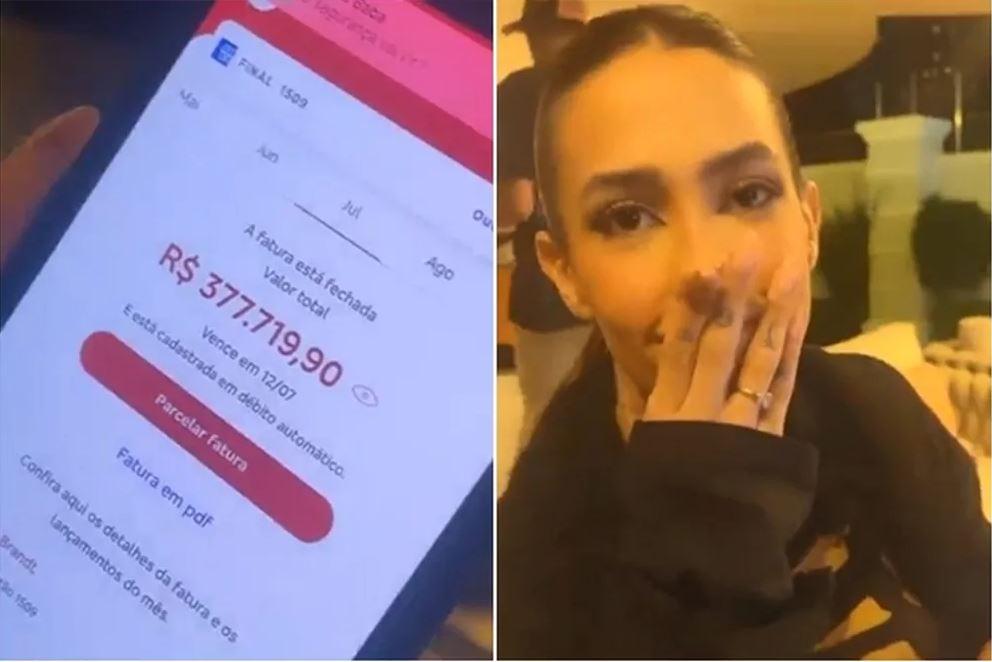 Gabi Brandt mostra valor de fatura do cartão de crédito de R$ 377.719,90