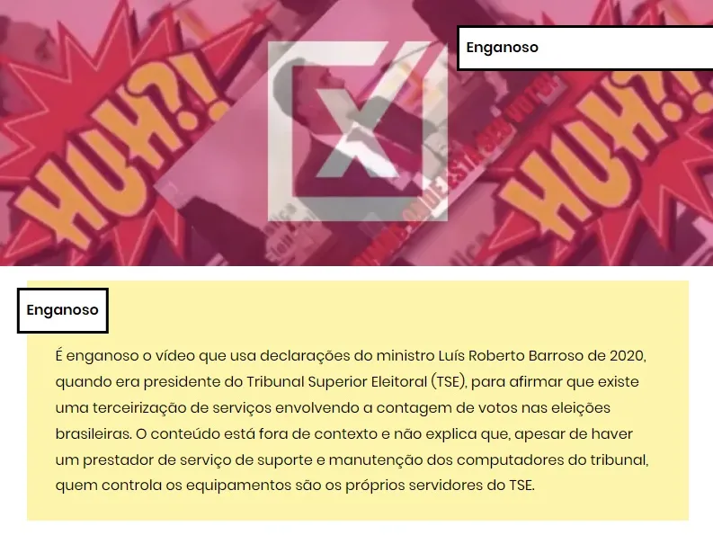 Conteúdo foi analisado pelo Projeto Comprova.