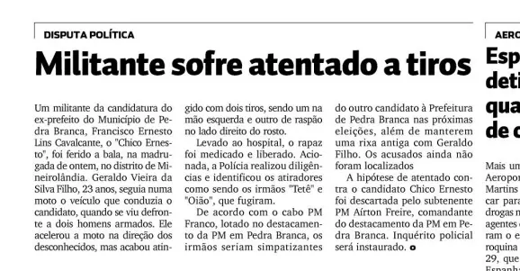 Caso ocorreu em Pedra Branca