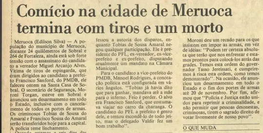 Comício terminou em morte no município de Meruoca