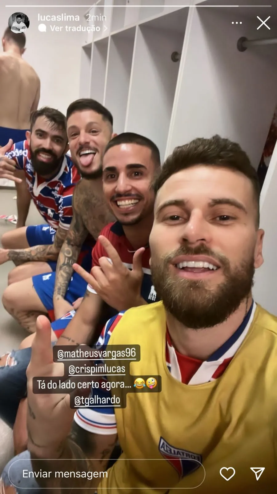 Matheus Vargas, Lucas Crispim, Thiago Galhardo e Lucas Lima comemoram classificação