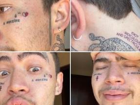 Whinderson Nunes mostrando novas tatuagens no rosto