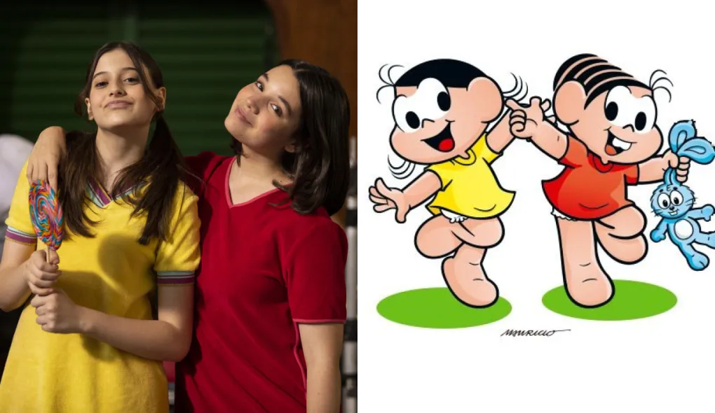 Magali (Laura Rauseo) e Mônica (Giulia Benite) em Turma da Mônica