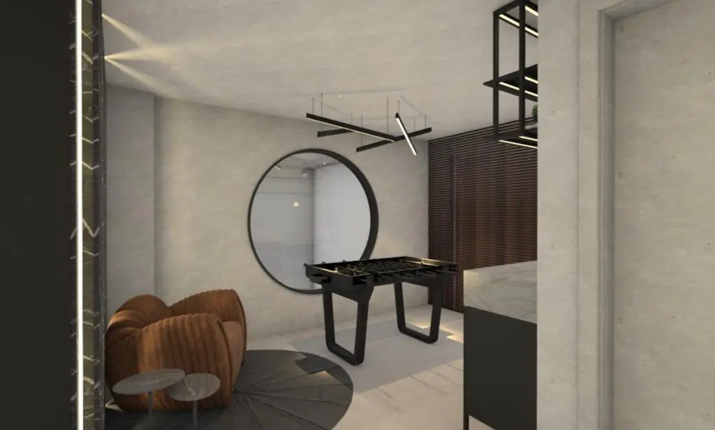 Projeto 3D da sala de jogos