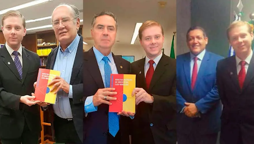 Gilmar Mendes, Luís Roberto Barroso e Kassio Nunes Marques e  posaram ao lado do suposto desembargador