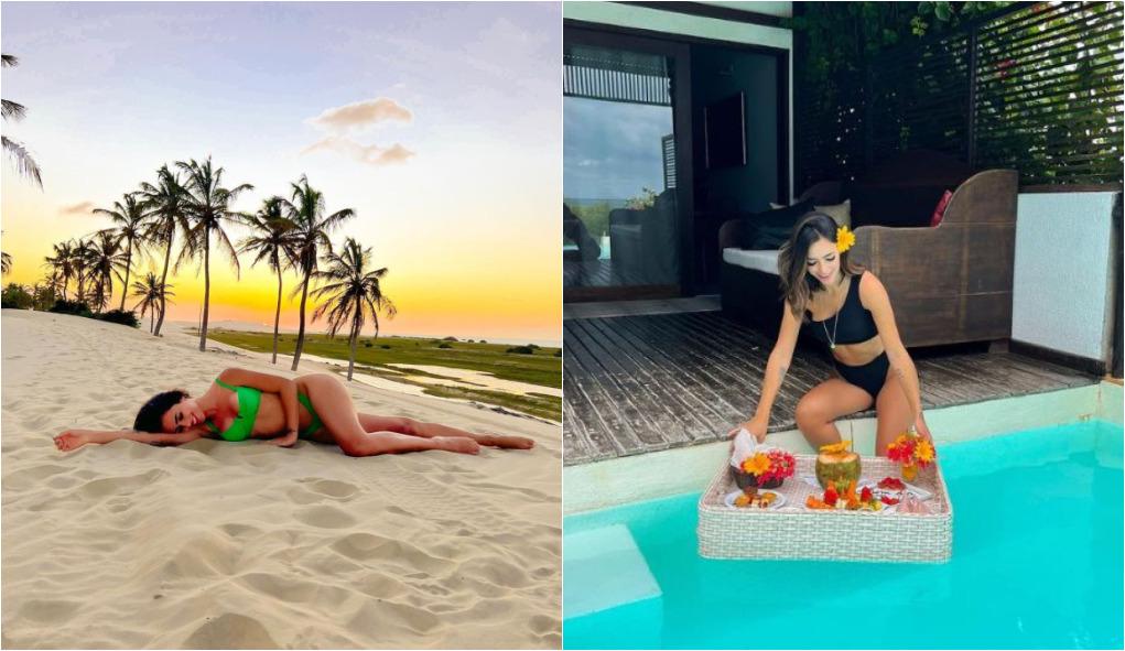 montagem com fotos do instagram de bruna biancardi em jericoacoara