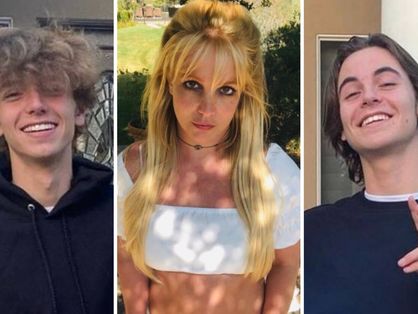 Montagem com fotos de Britney Spears e filhos adolescentes