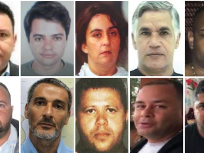 Montagem com imagens dos 10 criminosos mais procurados no Brasil em agosto de 2022