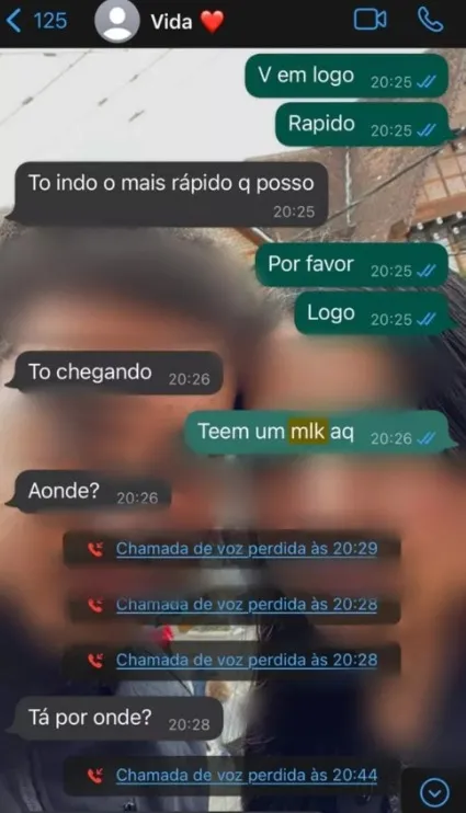 Jovem envia mensagens pedindo socorro ao namorado