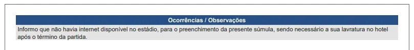 Árbitro Leandro Pedro Vuaden registrou falta de internet para registrar súmula na Arena Castelão.