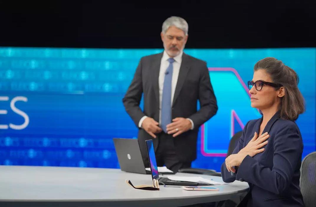 William Bonner e Renata Vasconcellos na bancada do Jornal Nacional