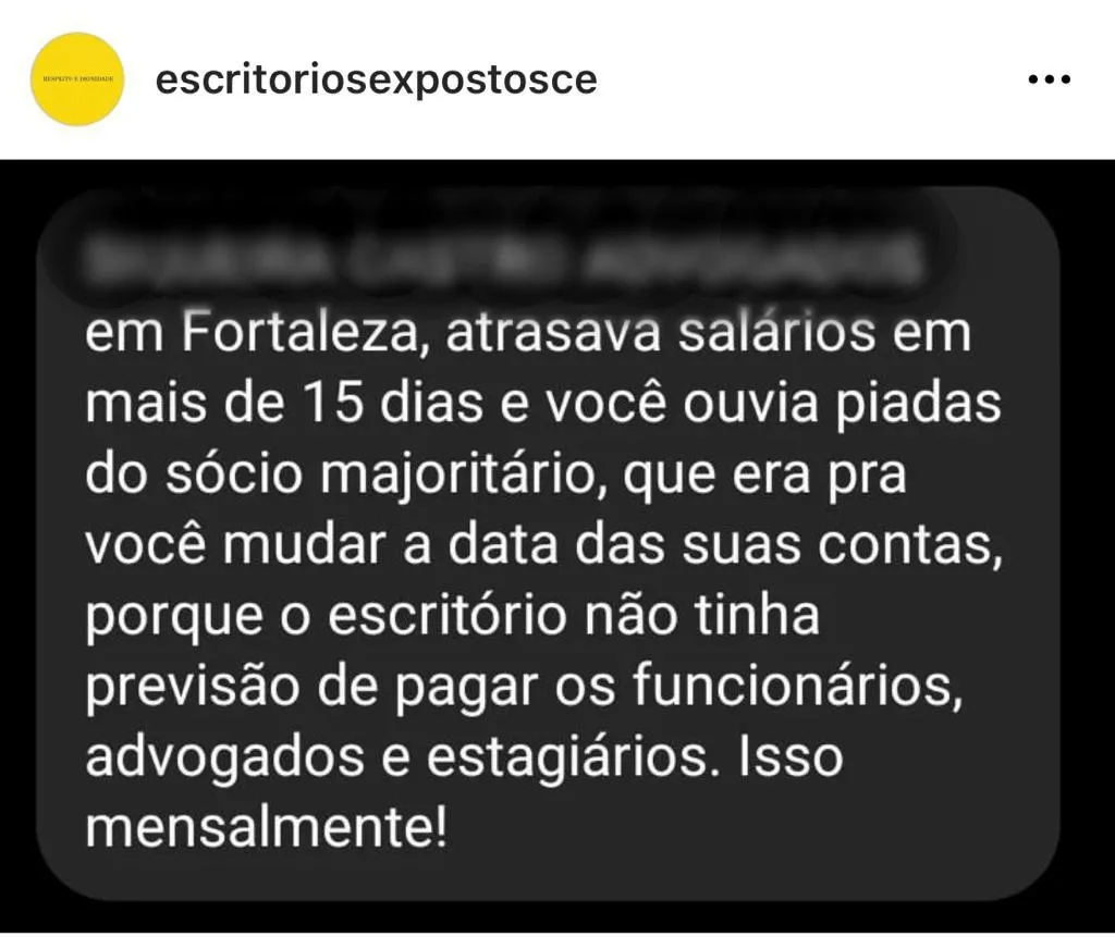 Relato enviado à página @escritoriosexpostosce