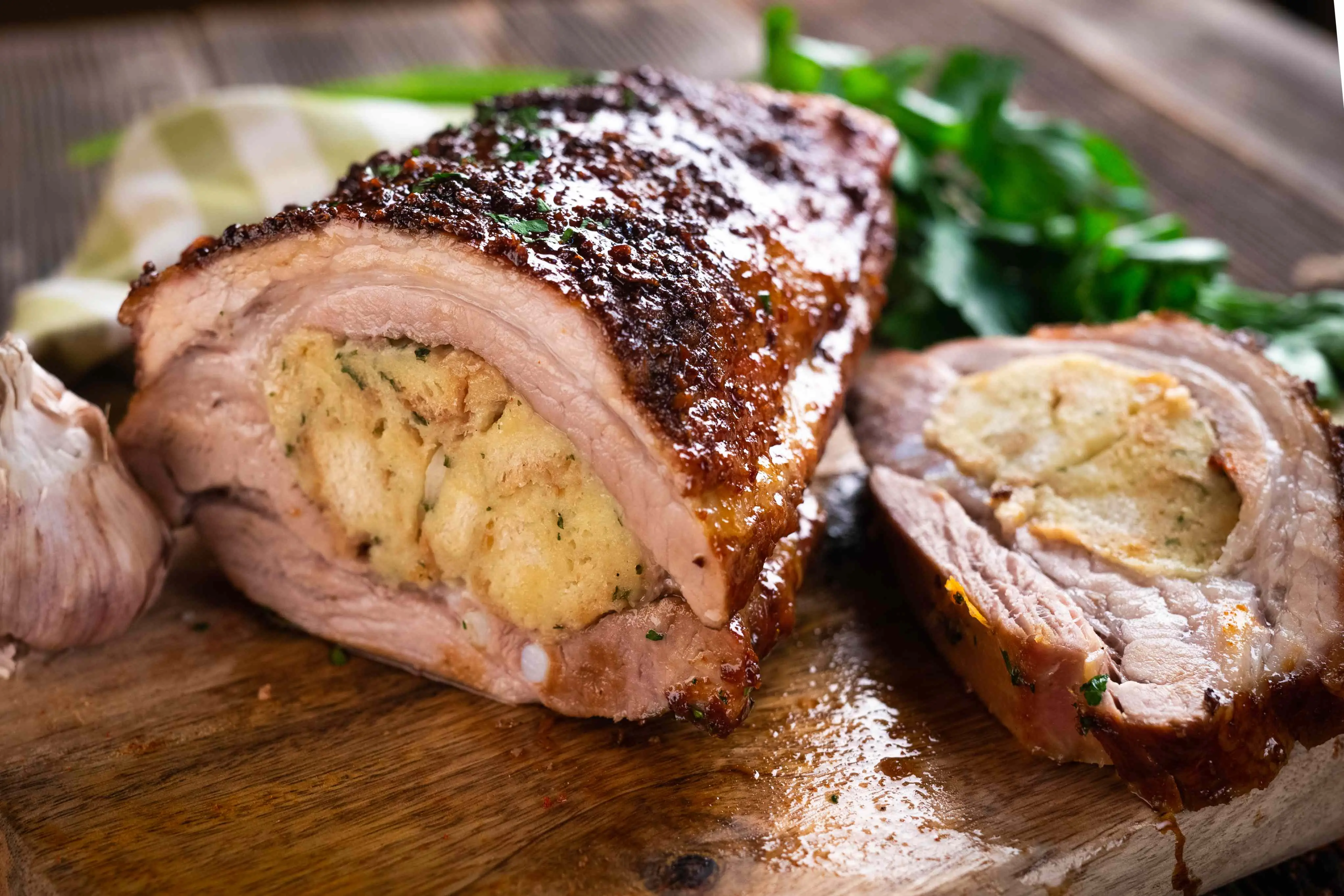 Bife de porco recheado