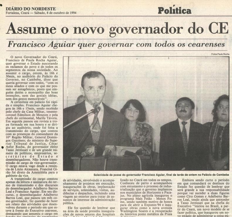 H 28 anos governo mais breve da hist ria do Cear durou apenas