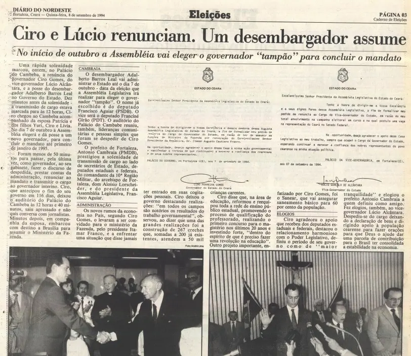 Ciro e Lúcio deixam o Governo do Ceará