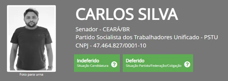 A candidatura de Carlos Silva foi indeferida nesta terça-feira (30)