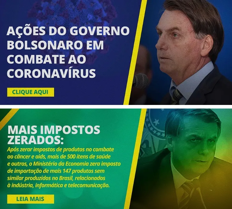 Site antigo mostrava informações positivas sobre o governo Bolsonaro.