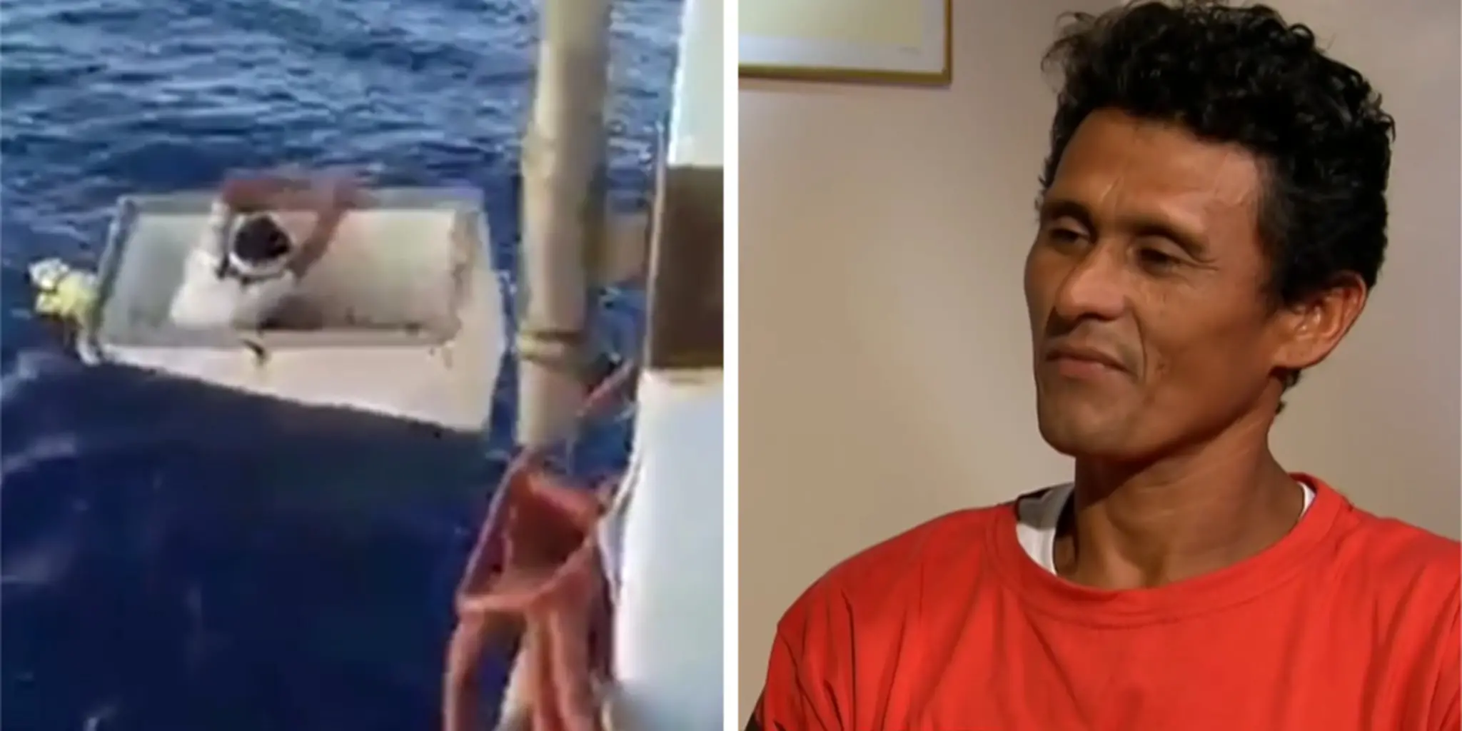 Montagem com imagens de Romualdo Macedo Rodrigues, encontrado à deriva em um freezer no Suriname