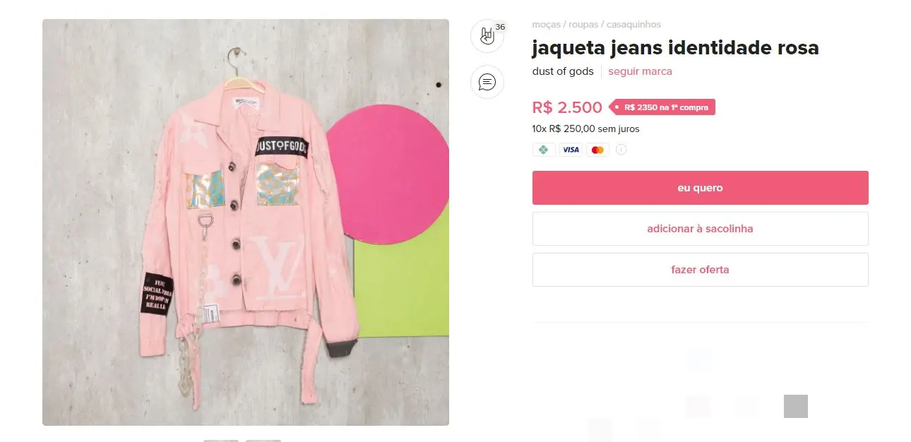 Jaqueta no site