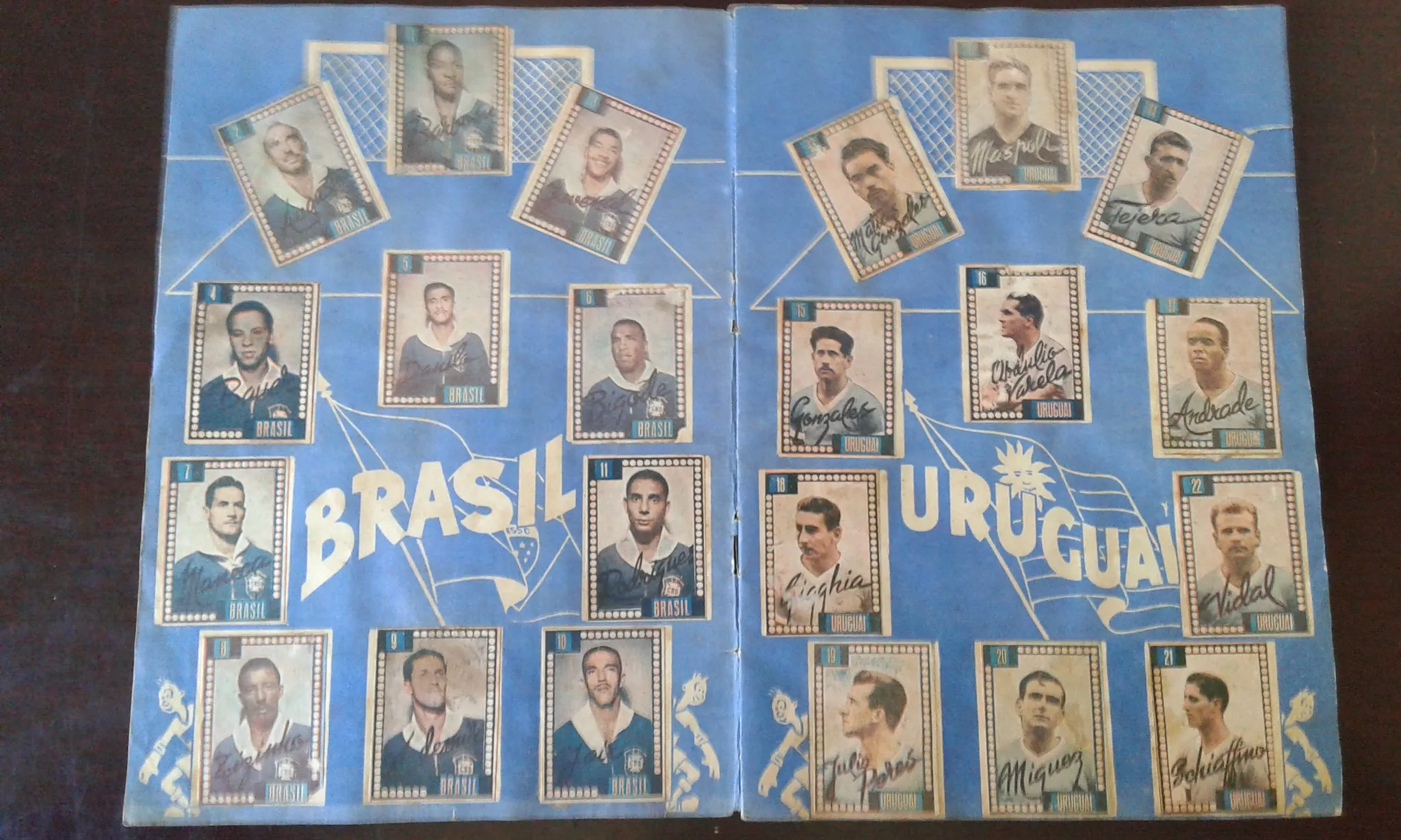 Páginas do primeiro álbum da Copa publicado no Brasil, em 1950