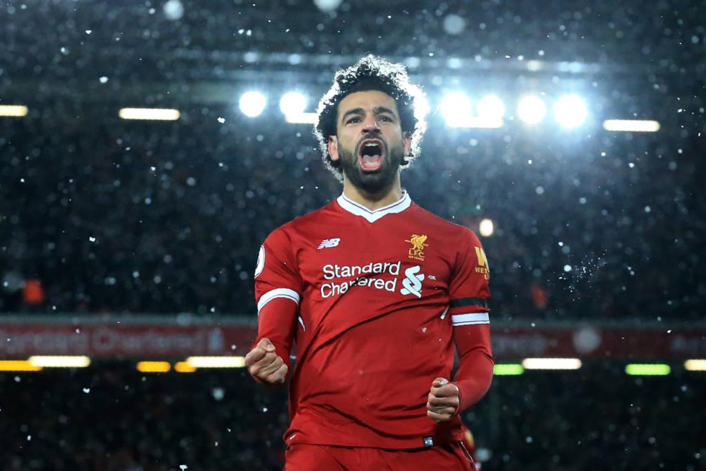 Salah comemora gol pelo Liverpool