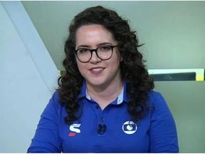 Natália Lara em transmissão pelo SporTV