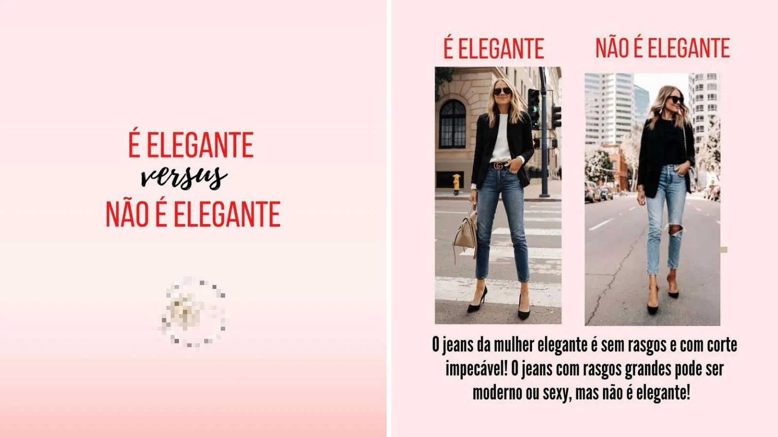 Publicação no Instagram de uma consultora de estilo sobre moda elegante