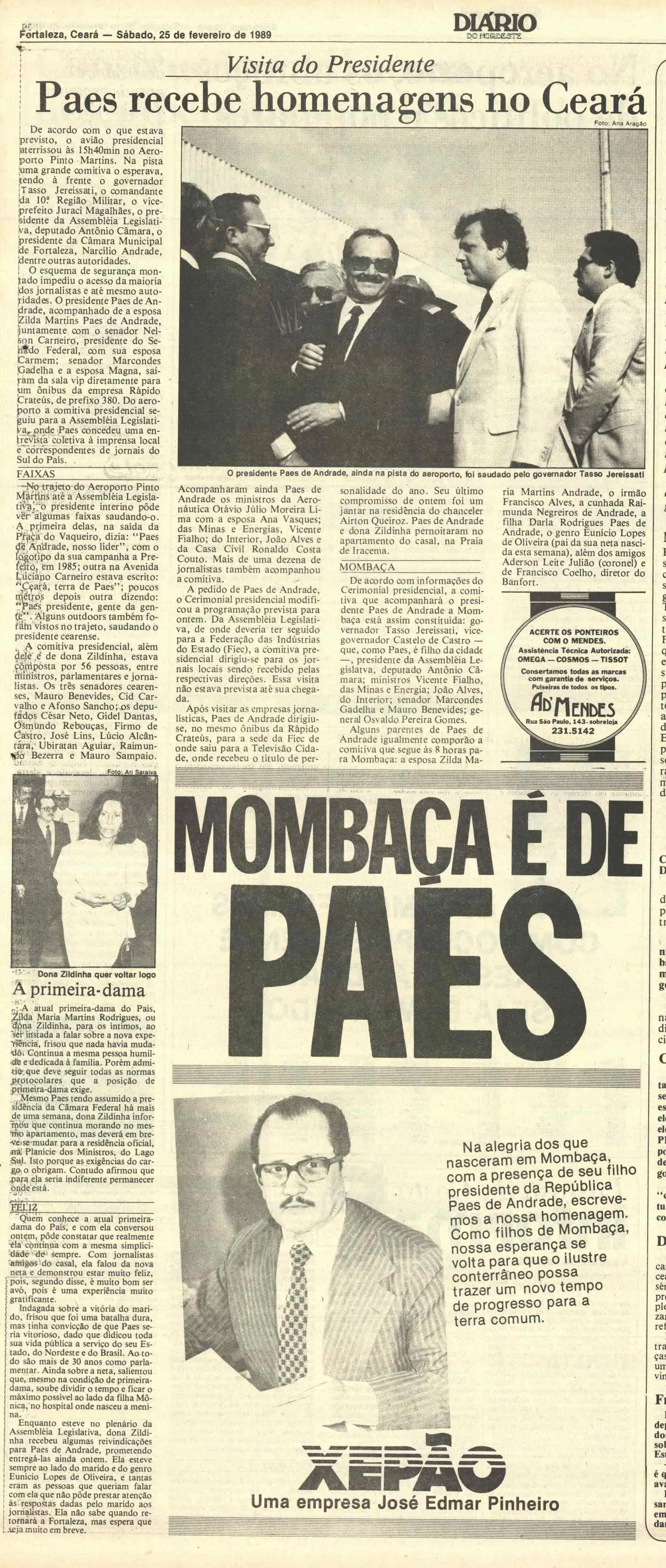 Reportagem de fevereiro de 1989 do Diário do Nordeste