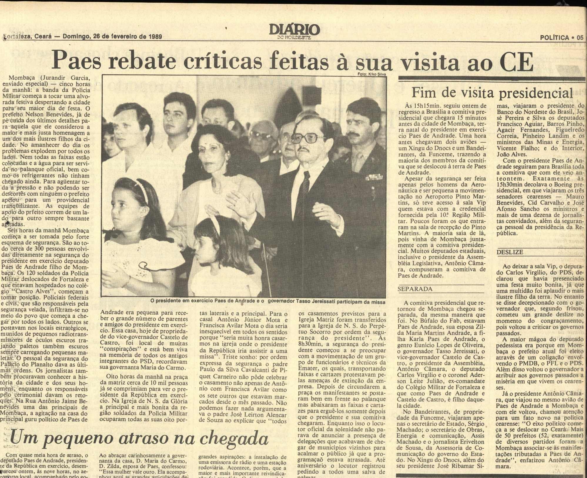 Reportagem de fevereiro de 1989 do Diário do Nordeste