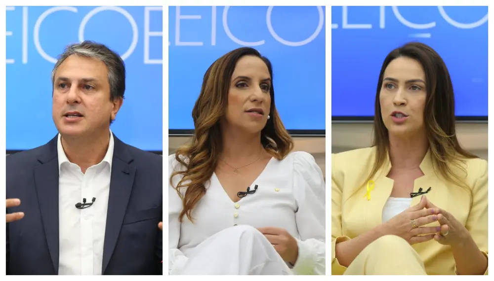 Camilo Santana (PT), Kamila Cardoso (Avante) e Érika Amorim (PSD)