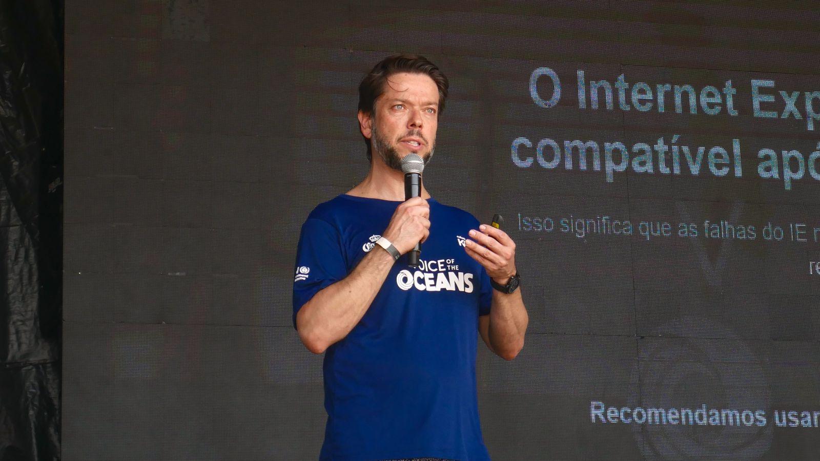 João Amaral, COO do movimento global Voz dos Oceanos, ministra palestra