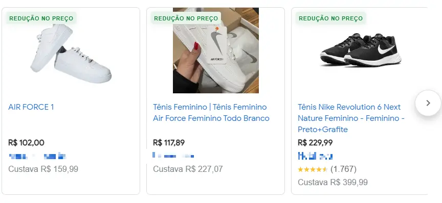 Imagens com a etiqueta indicando redução de preços