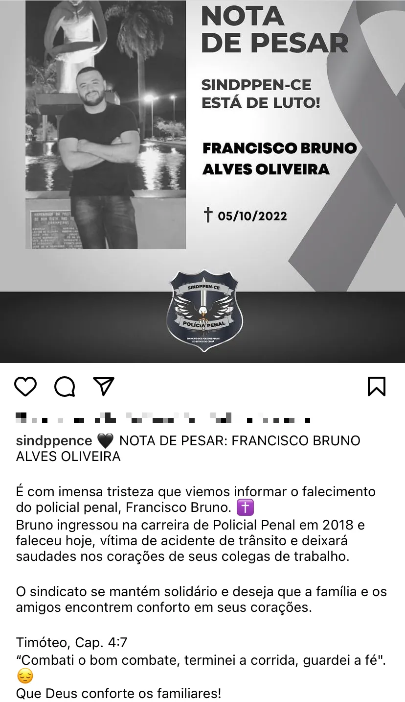 Nota de pesar do Sindppen-CE