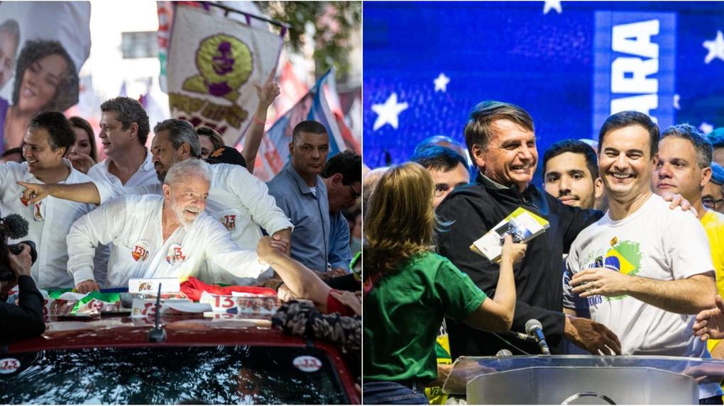Lula e Bolsonaro em campanha no Ceará