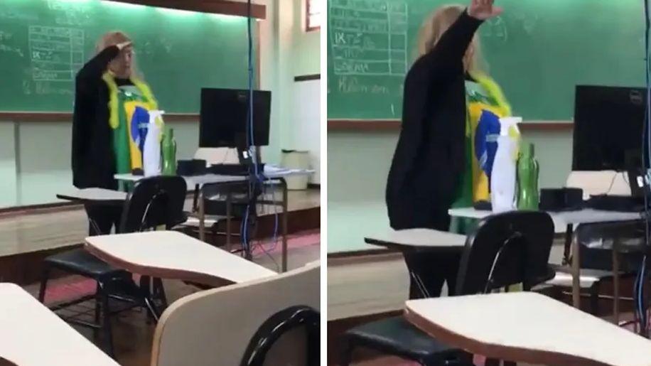 Professora fazendo suposto gesto nazista em sala de aula no Paraná