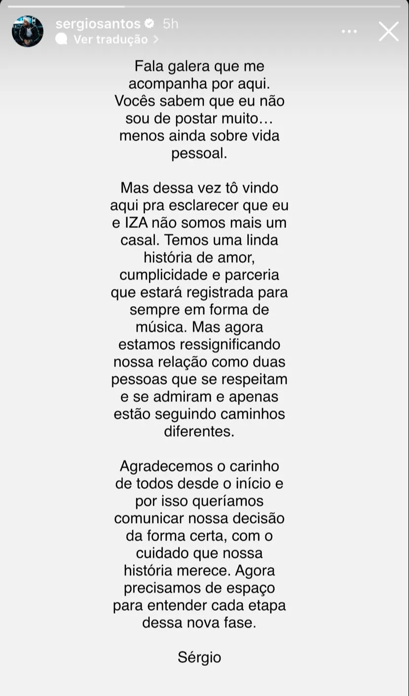 Posicionamento do produtor musical também foi publicado nos 'Stories' do Instagram.