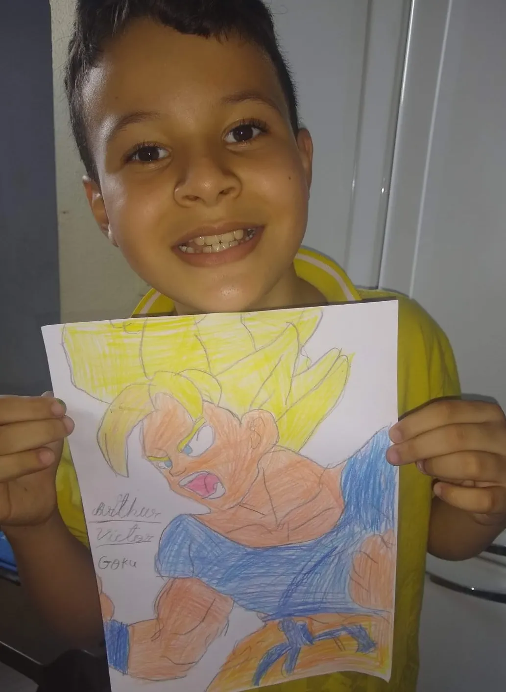 Goku foi o primeiro desenho feito pelo Arthur.