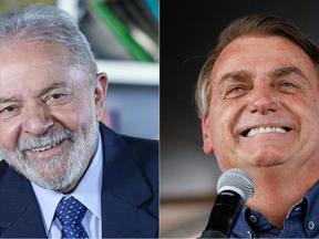 Montagem mostra Lula à esquerda e Bolsonaro à direita. Ambos estão sorrindo