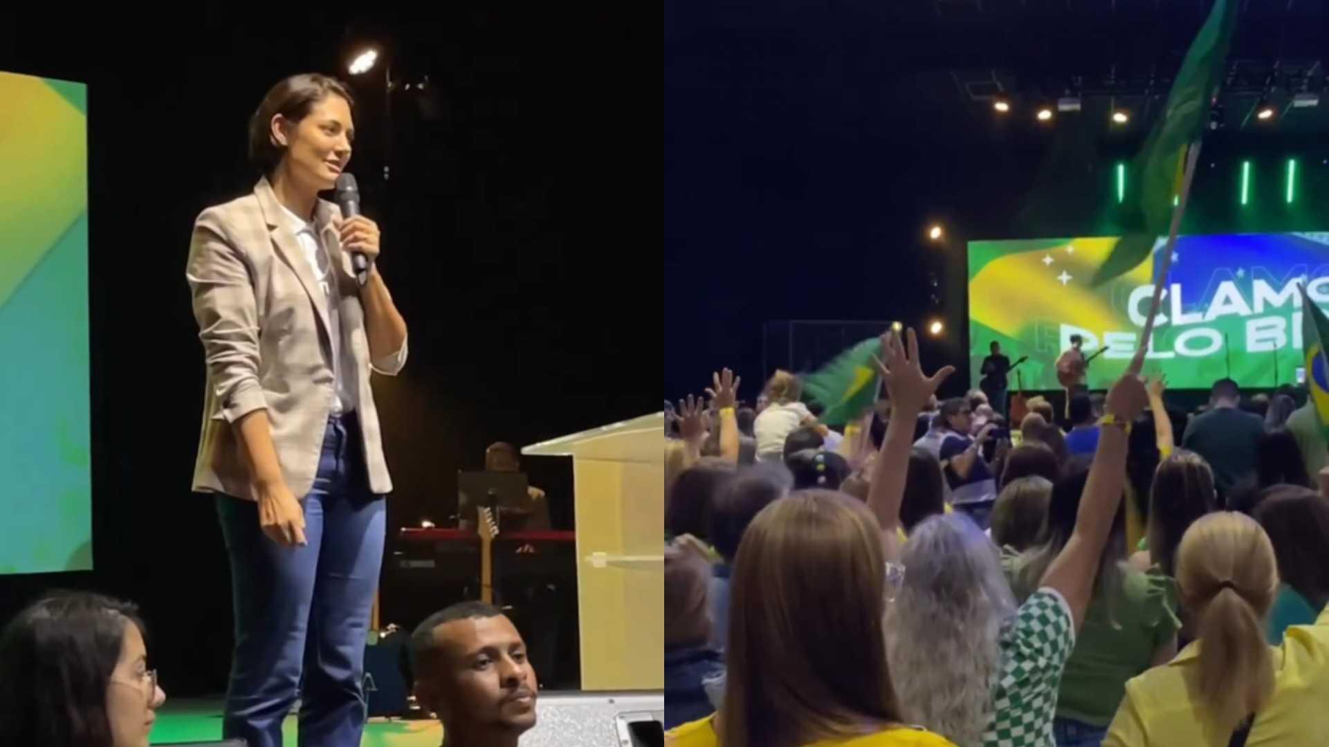 Michelle Bolsonaro participou de encontro com apoiadoras de Jair Bolsonaro em Igreja evangélica no bairro Sapiranga