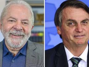 Colagem com imagens de Lula e de Bolsonaro