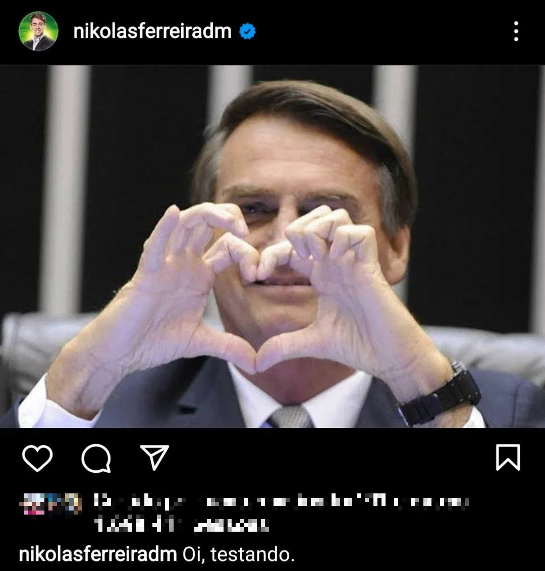 Primeira publicação após recuperar a conta foi com a imagem de Jair Bolsonaro