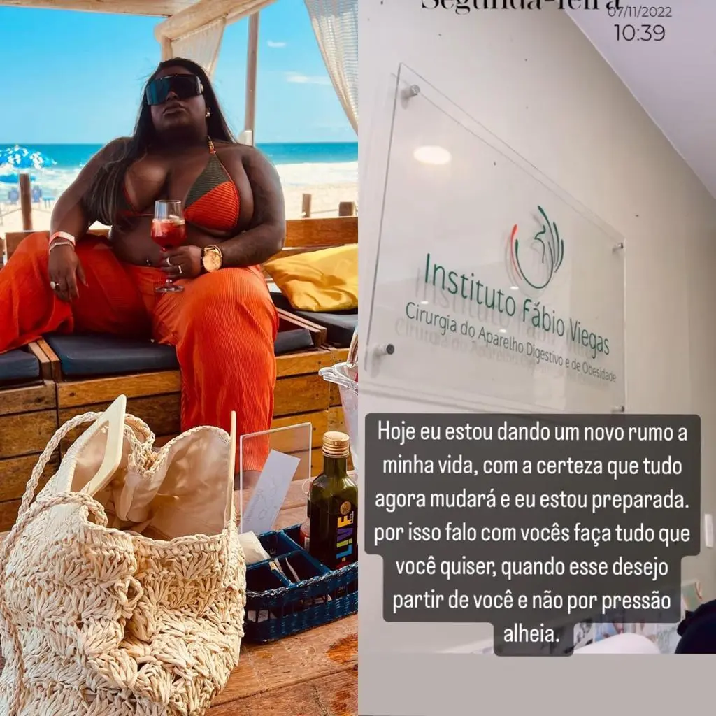Prints de stories de Jojo todynho em clínica de cirurgia bariátrica