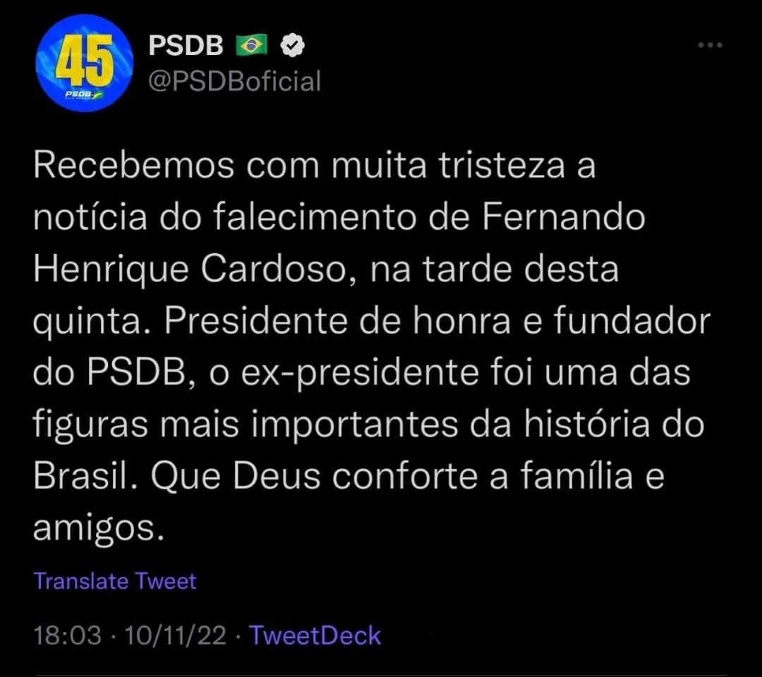 Publicação falsa que circulou nas redes sociais