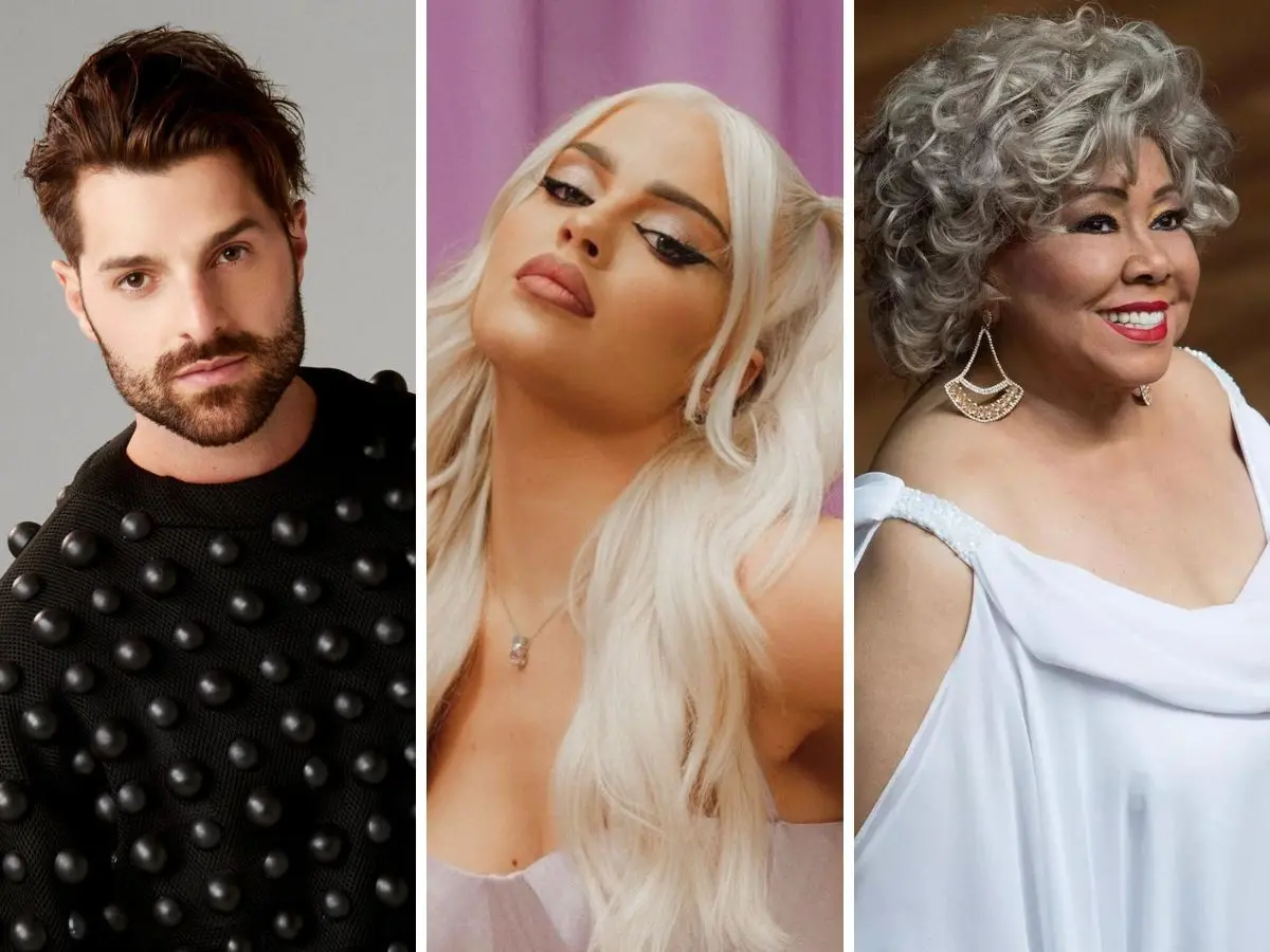 Montagem de fotos mostra Alok, Luísa Sonza e Alcione