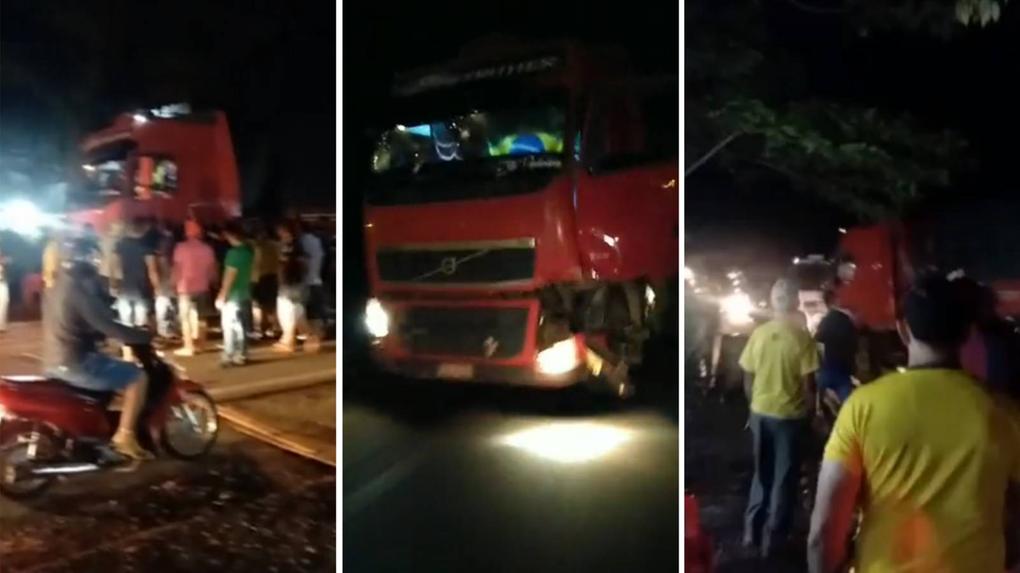 Caminhoneiro avança sobre acampamento de manifestantes e atropela uma pessoa em Rondônia