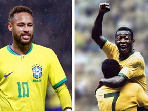 Montagem com fotos de Neymar e Pelé