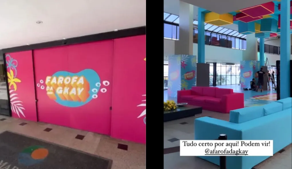Detalhes da decoração no hotel que irá sediar a Farofa da Gkay