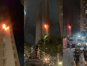 Montagem de fotos de incêndio em apartamento no bairro Papicu, em Fortaleza