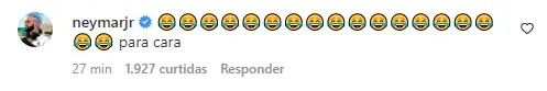 Neymar reagindo a postagem de Marcos